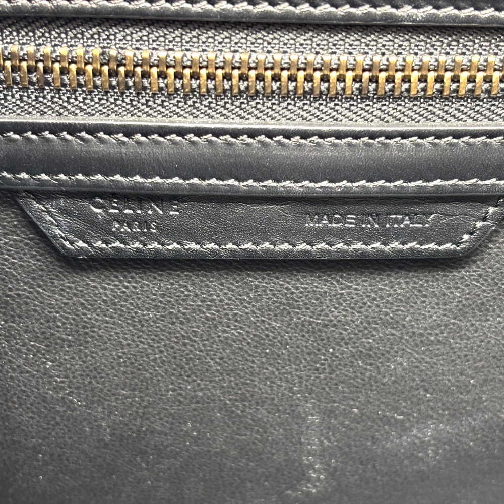 CELINE Drummed Calfskin Micro Luggage in Black, Yellow, and White 👜x8 - Picture 13 of 14
